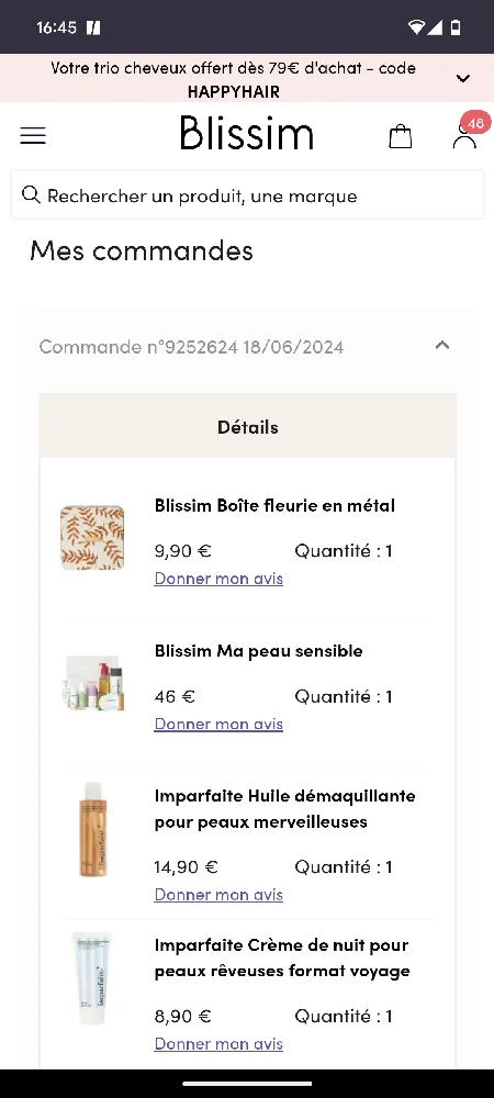 commande shop passé à l'instant jai pu profiter des belles