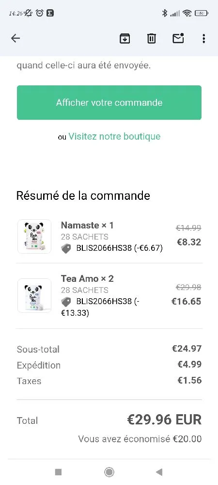 Voila ma commande sur Panda tea đ„° j'ai repris un paquet de