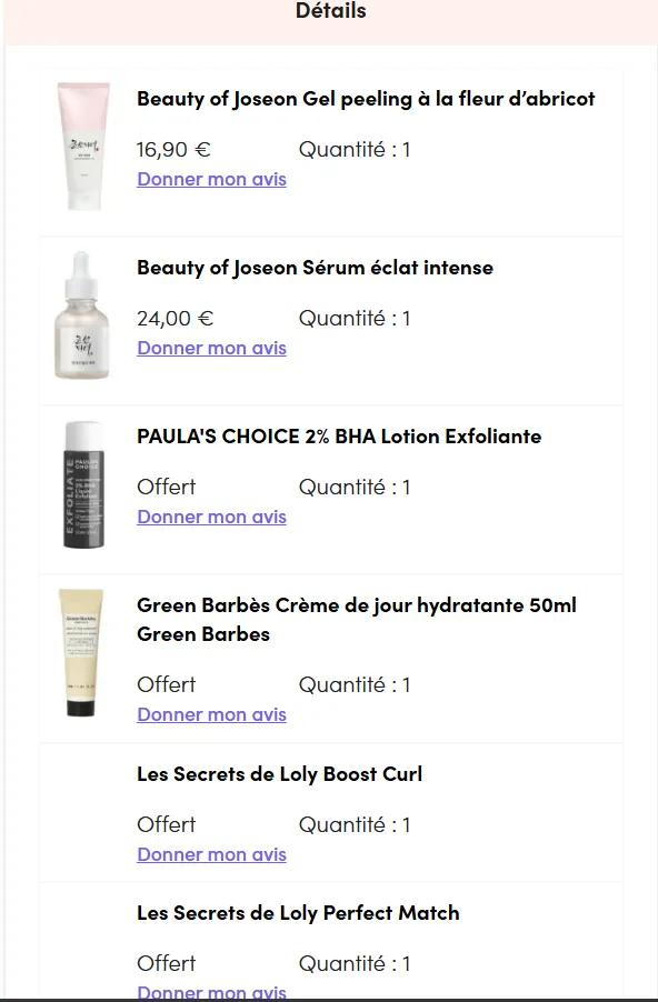 Bonjour ici ☀️ Petite commande effectuée hier, j'avais très