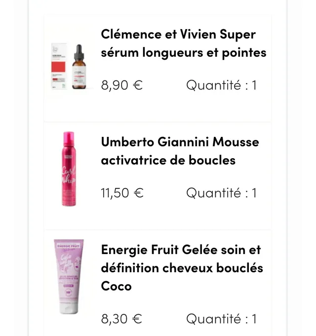 Petite commande pour faire une routine Cheveux ondulés, je