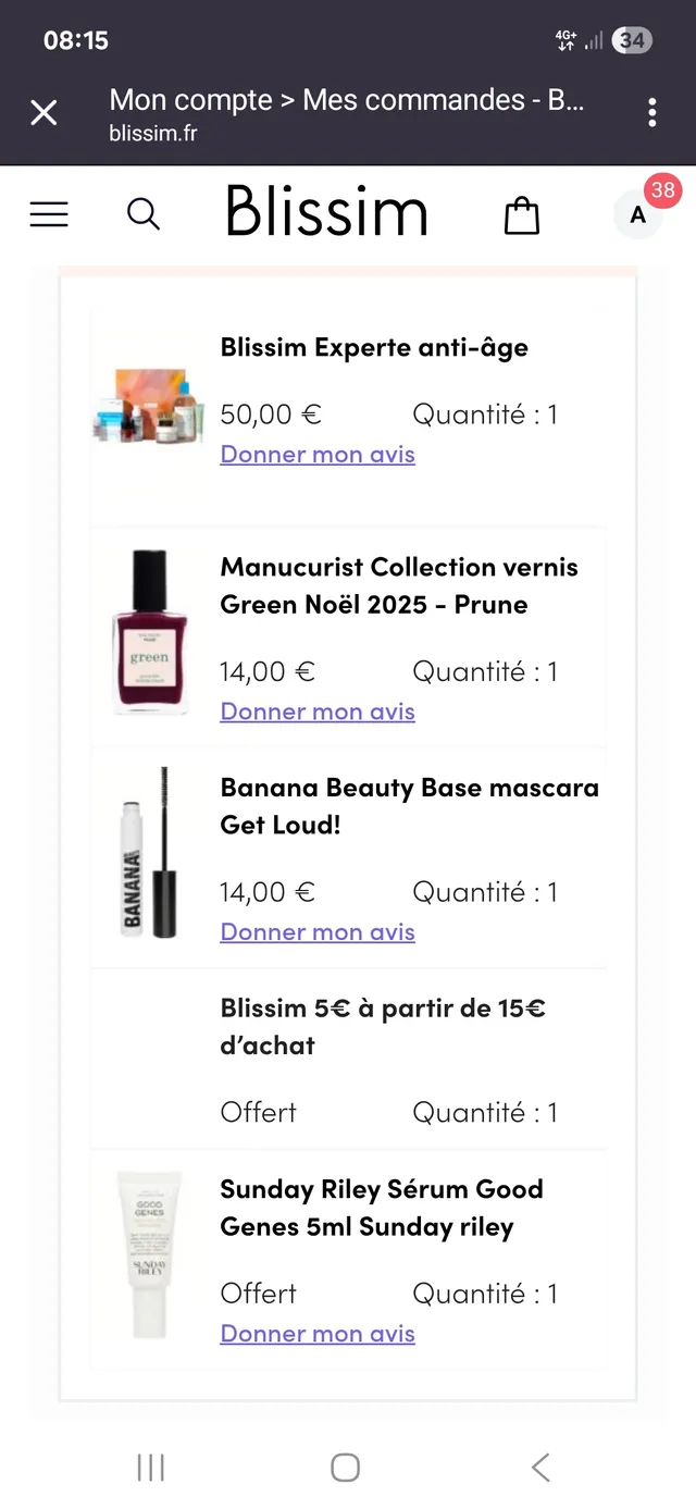 Commande mutuelle passée aujourd'hui avec ma maman Elle a