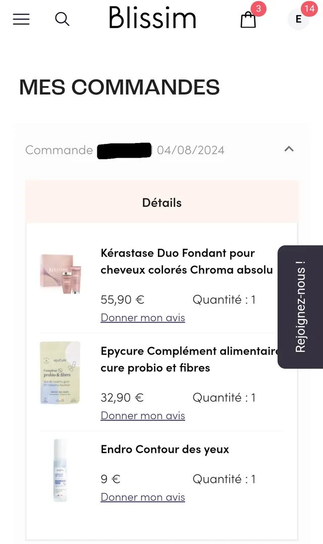 Commande début du mois. Je mets en place des nouvelles