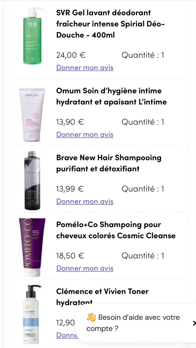 Je prends le temps de vous poster ma commande d'hier matin.